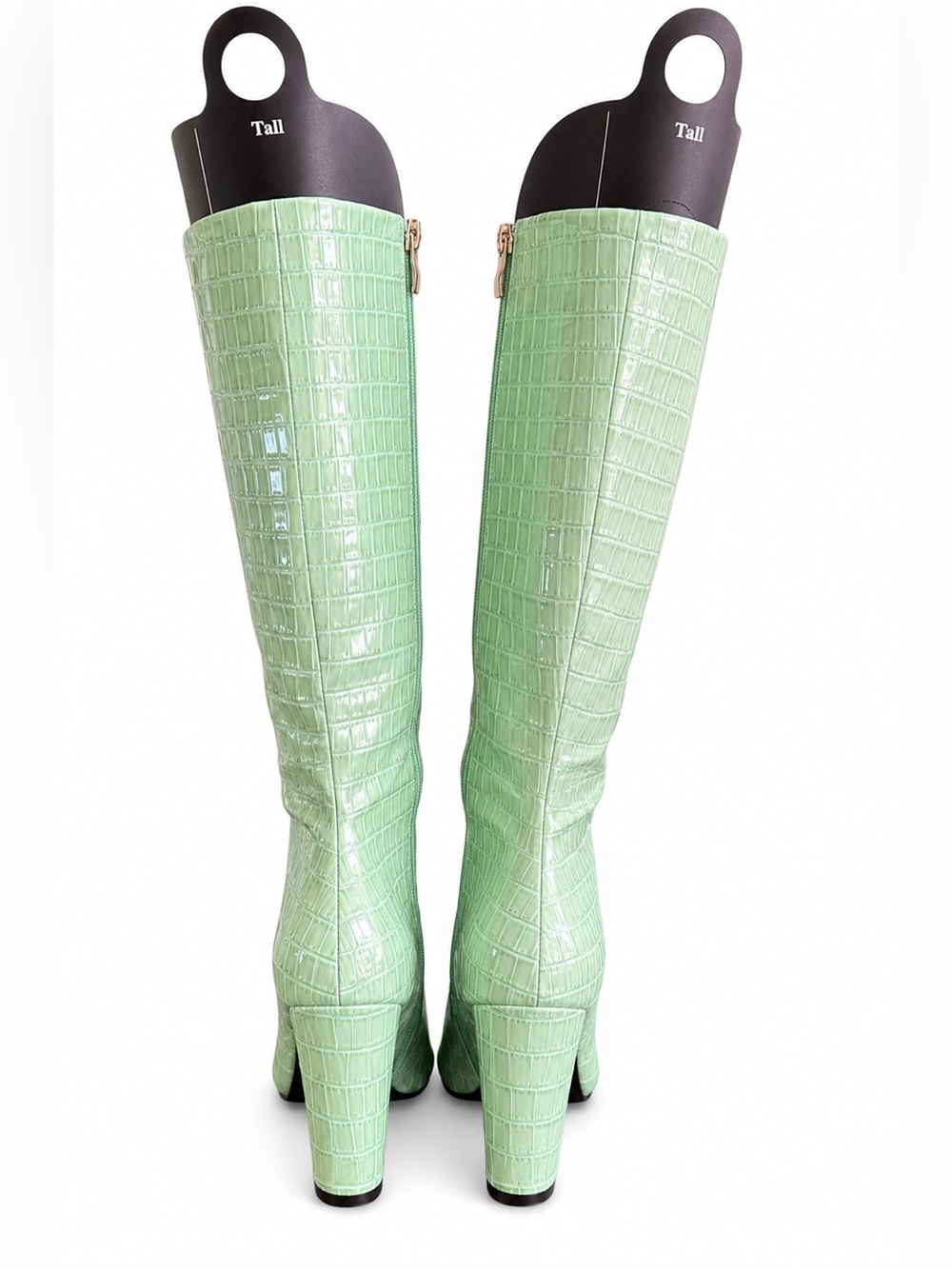 Mint Green Croc Embossed Knee High Boots Block Heel EU 37 US 6.5-7 - Picture 6 of 12